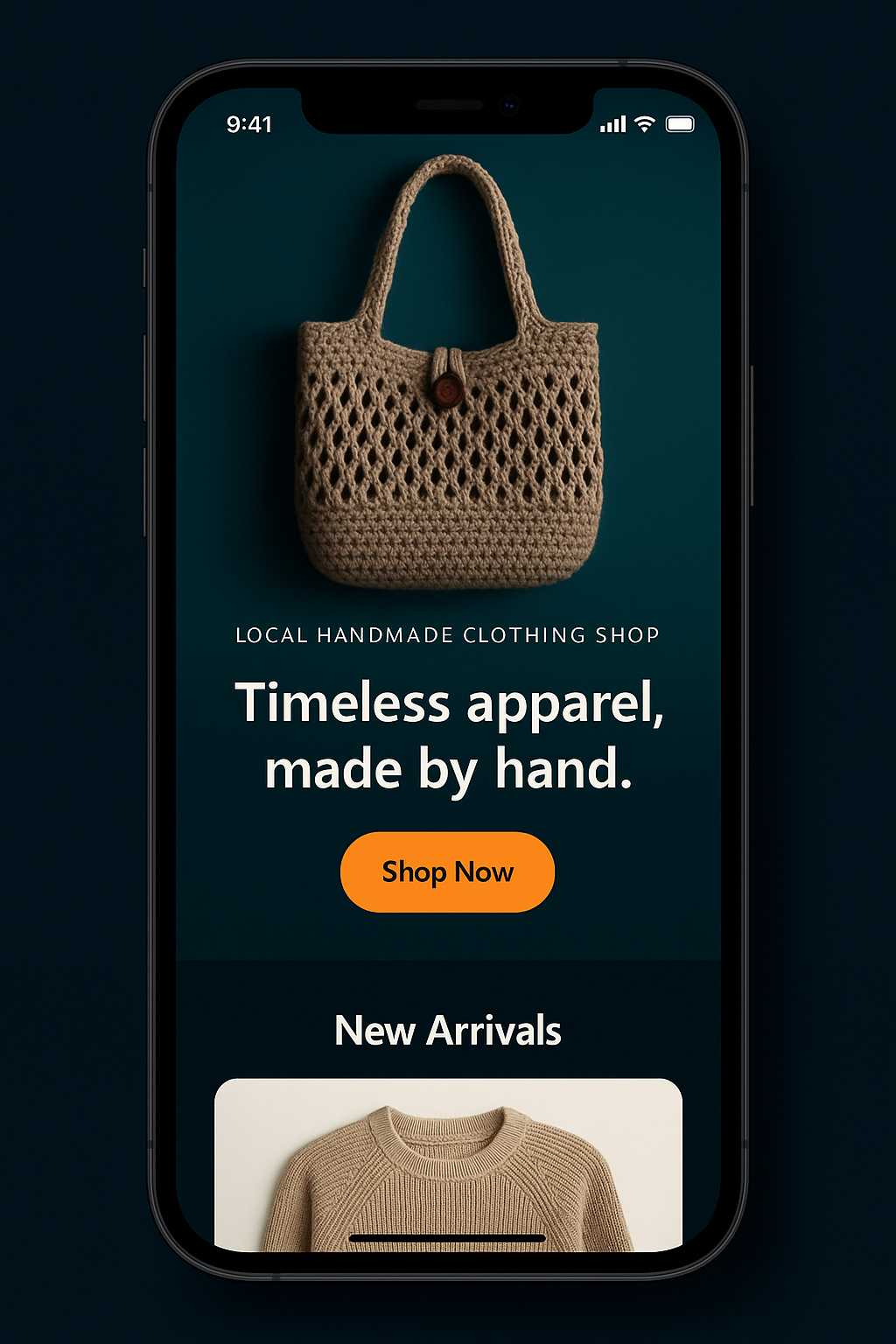 Mobile shop page mockup